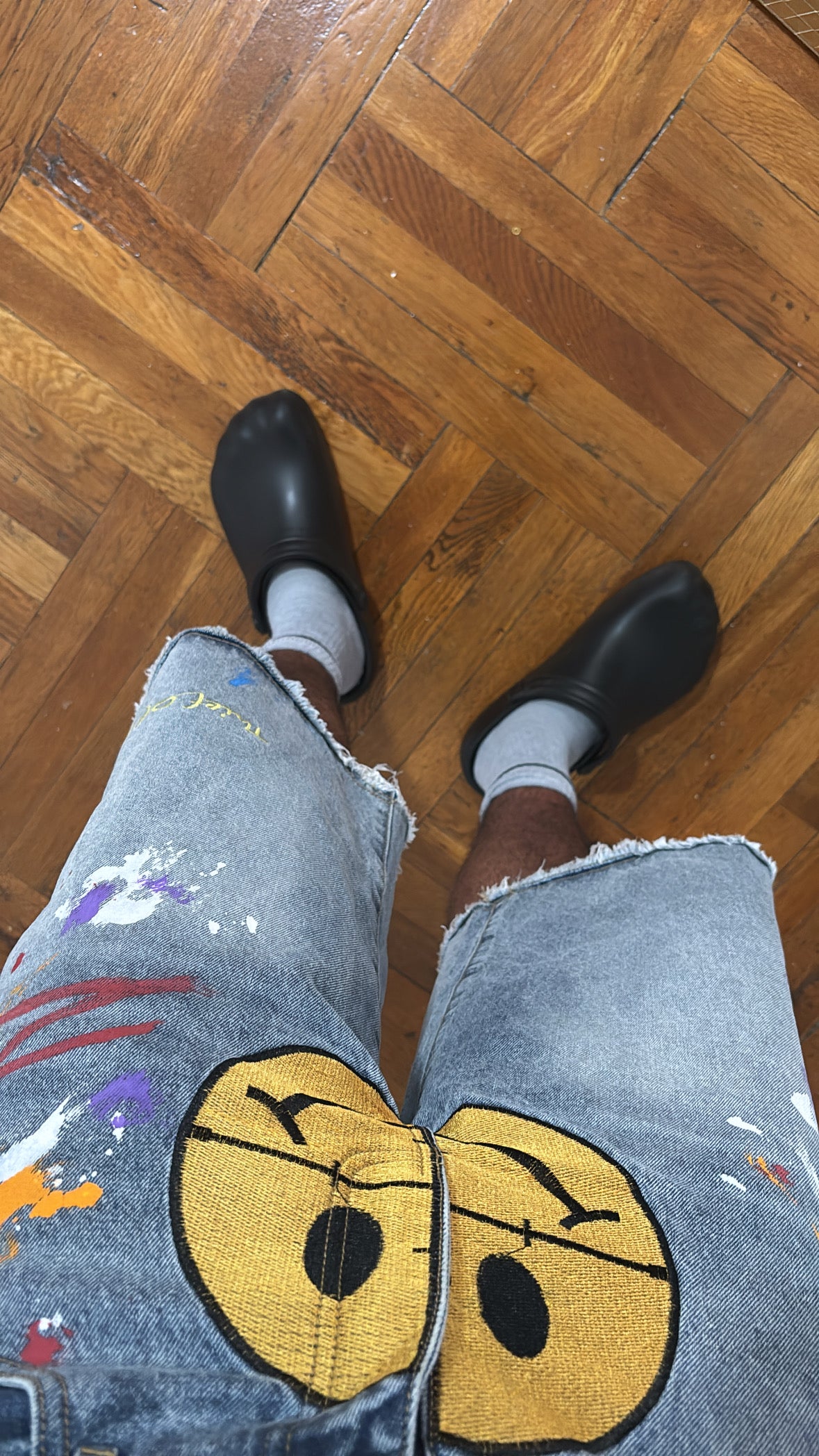 HAPPY OR SAD DENIM
SHORTS