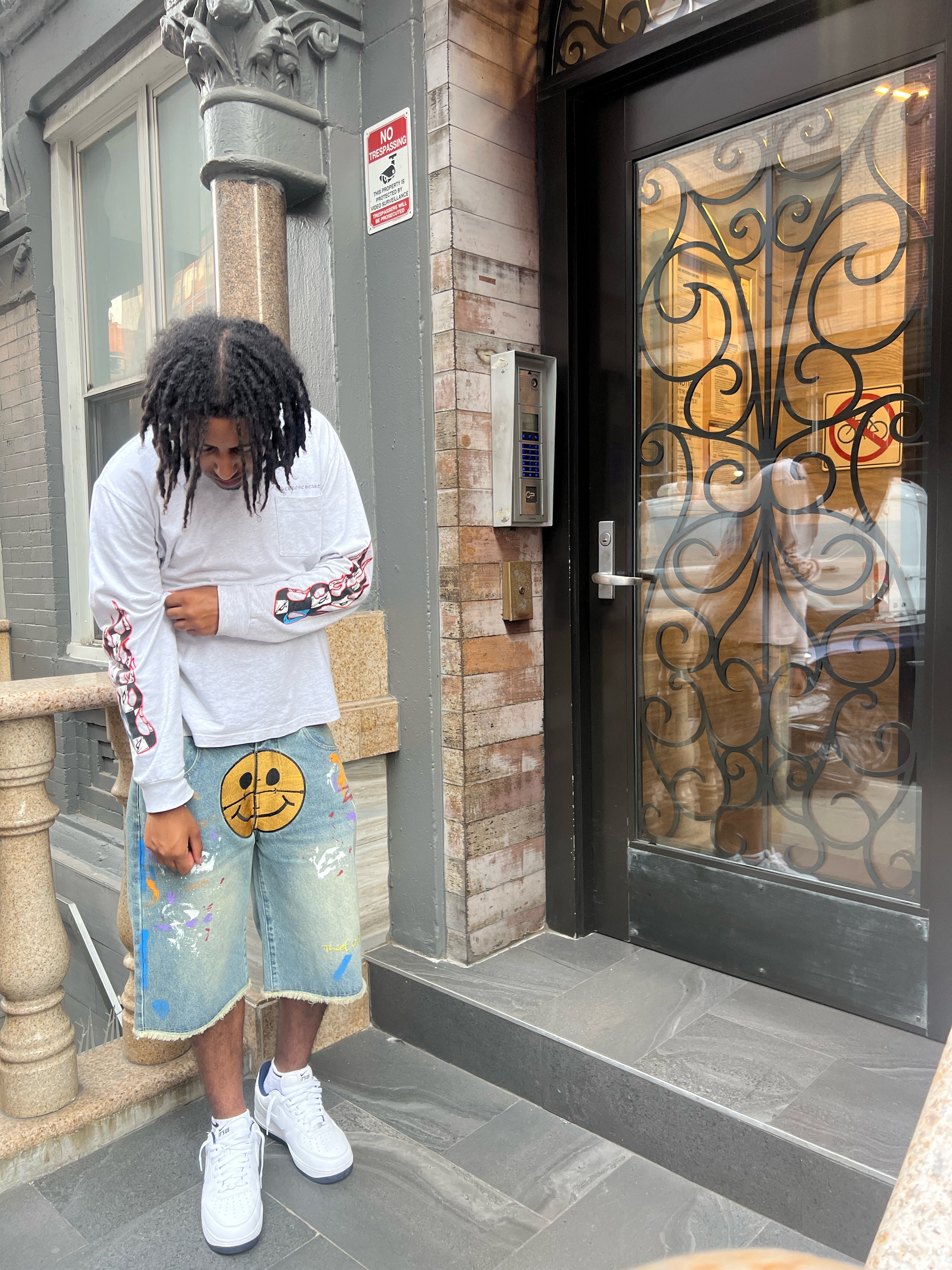 HAPPY OR SAD DENIM SHORTS