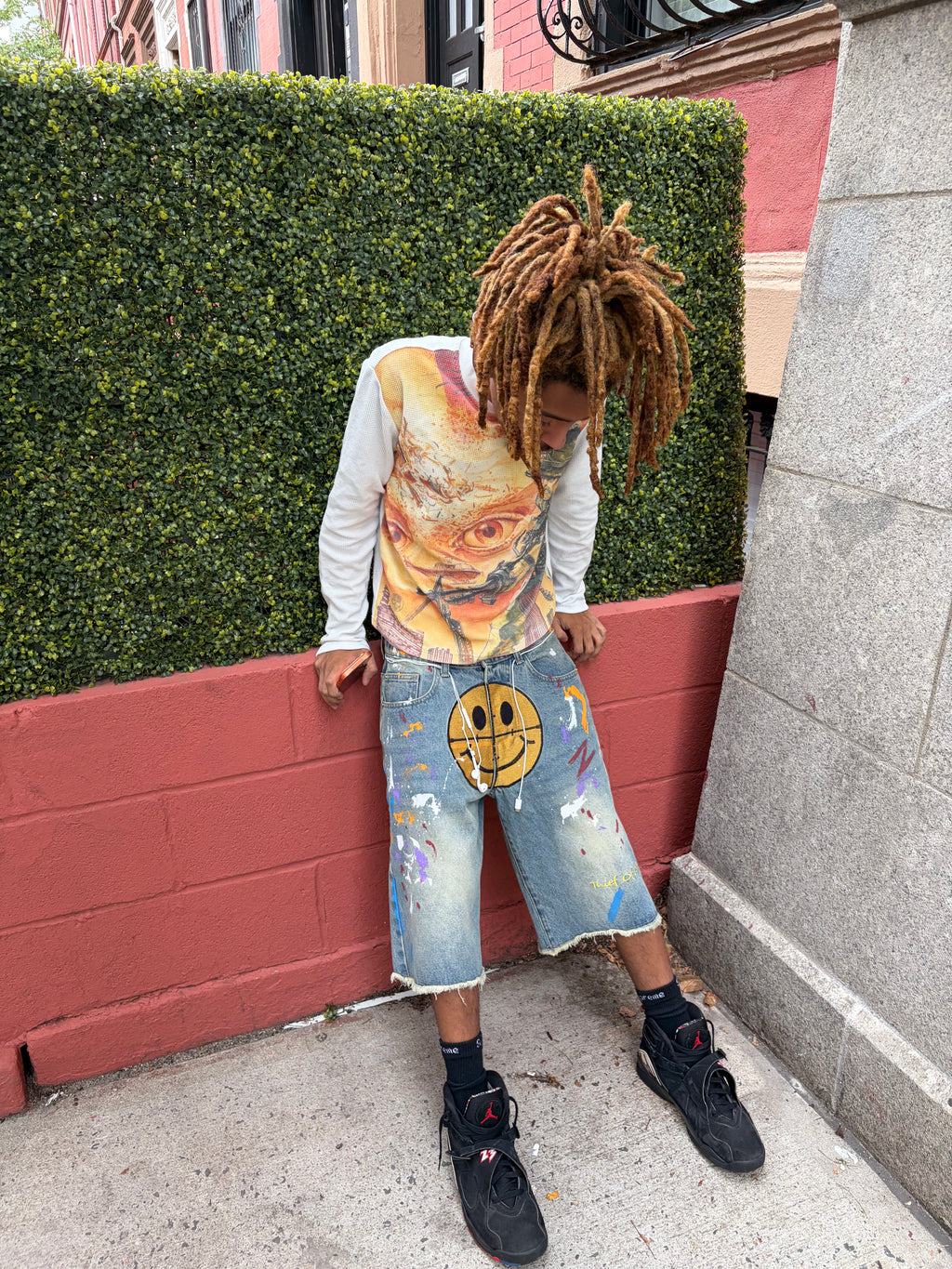 HAPPY OR SAD DENIM SHORTS