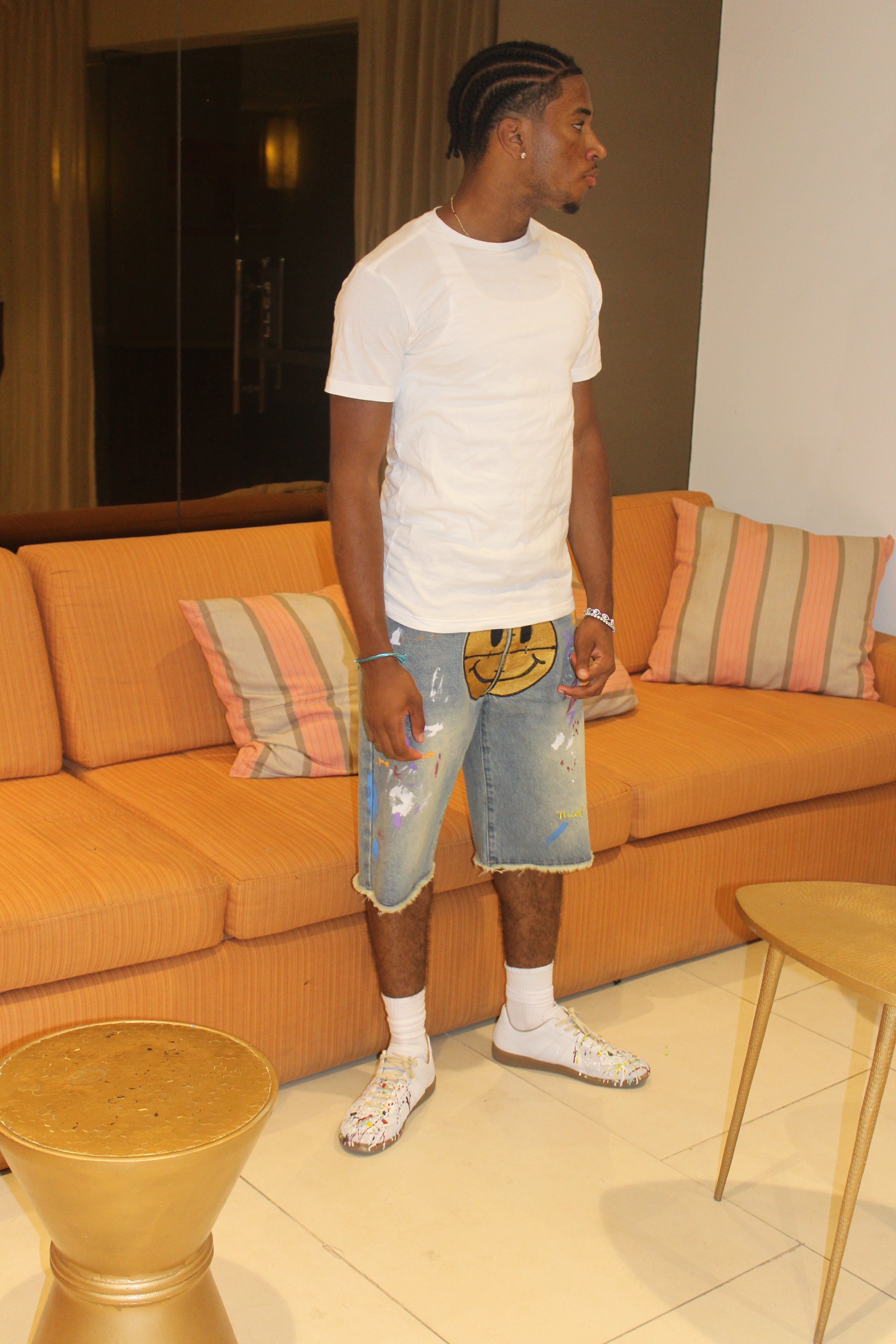 HAPPY OR SAD DENIM SHORTS