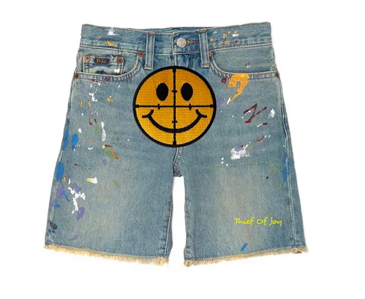 HAPPY OR SAD DENIM SHORTS